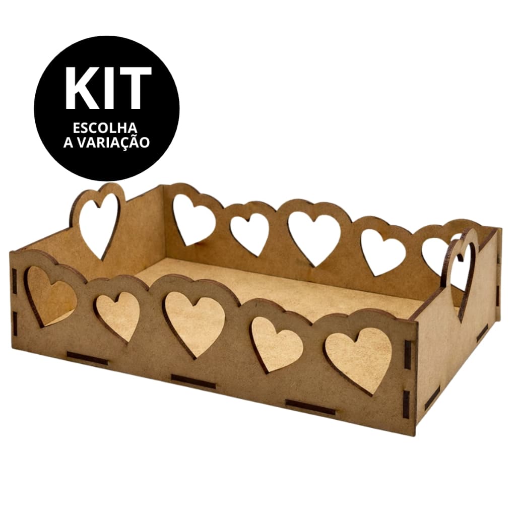 Kit Bandejas Coração 20x15x7 Personalizado Adesivo Sacolinha Presente Caixa Organizadora Box Multiuso