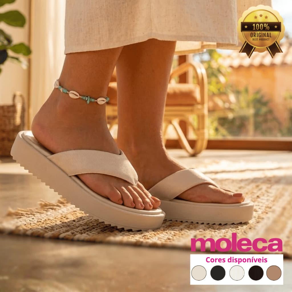Sandália Moleca Feminina Papete Tamanco Chinelo Salto Moda Flatform Conforto Slide Casual Macia