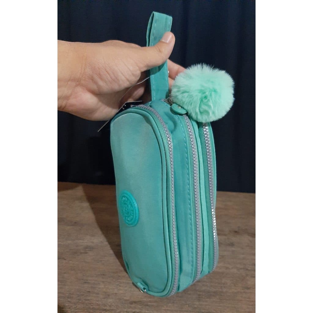 Estojo de Lapis Verde Agua 3 Divisorias - Estojo Escolar - Estojo Mochila Bolsa - 3 Compartimentos