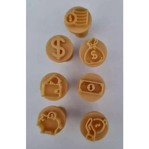 Carimbos para Doces e Brigadeiros – Coleção Dinheiro Cofrinho Moedas  - 7 Peças