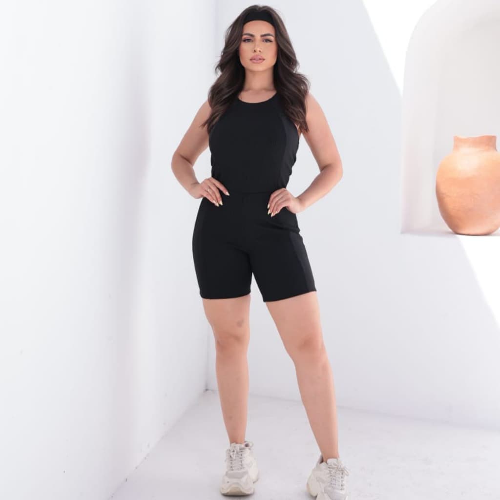 Macaquinho Feminino Fitness Academia Regata em Anarruga Otima Elasticidade Zero Transparencia.