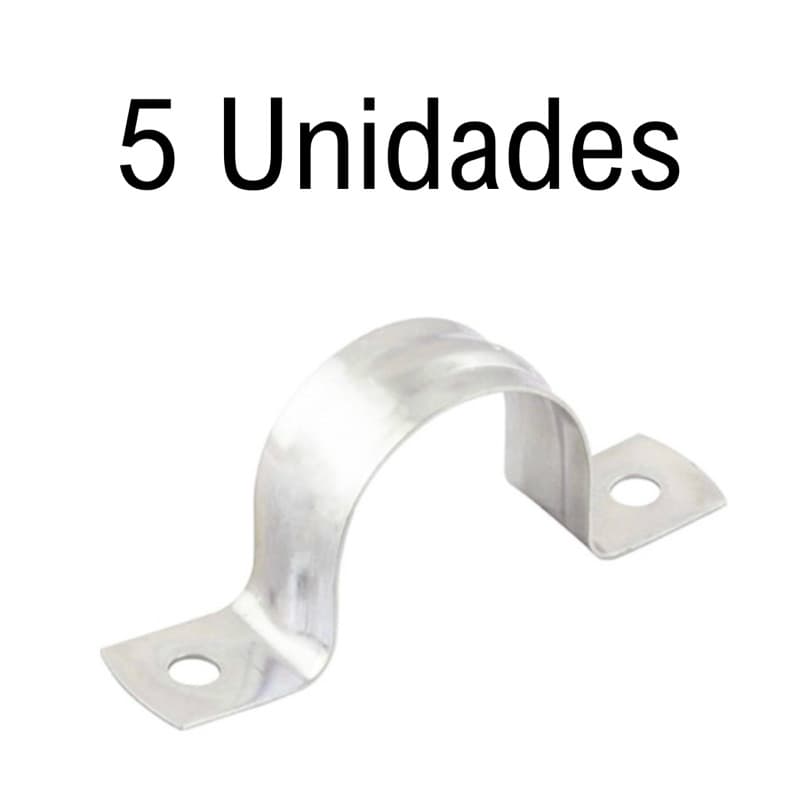 Kit 5 Abraçadeira tipo U 1/2 3/4 1P 1.1/2 2P 3P 4P Canos Tubos Tubulação Encanação Eletroduto Construção Aço Galvanizado