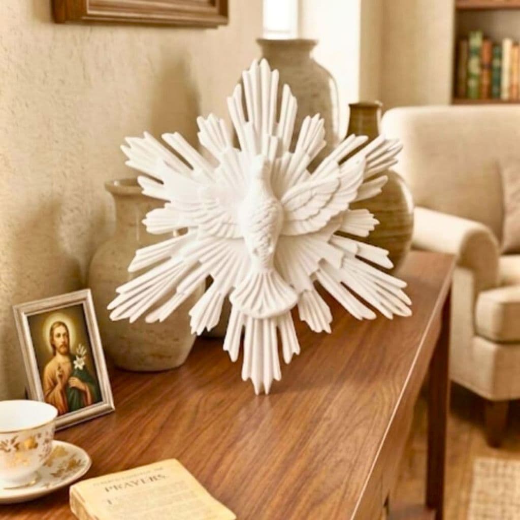 Divino Espírito Santo Branco 20cm Decoração Proteção