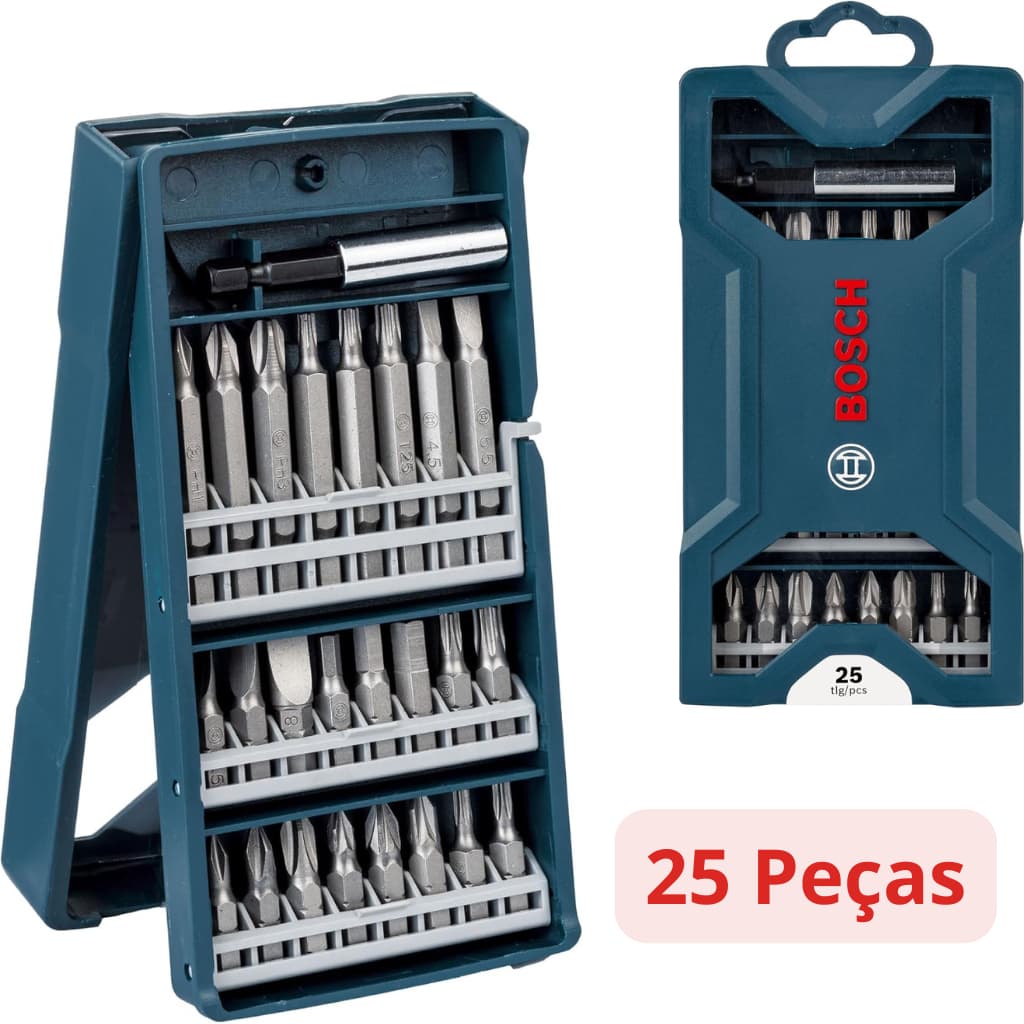 Jogo de Bits Kit Bosch de pontas para parafusar Mini X-Line com 25 peças