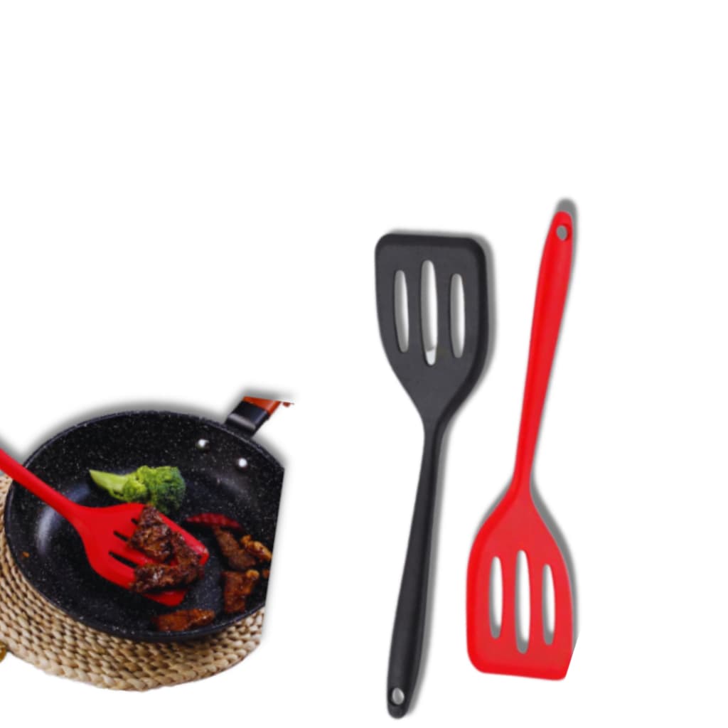 Kit 5 Espátula Chapeiro De Silicone Vazada Para Fritura Variáveis utilidades Premium