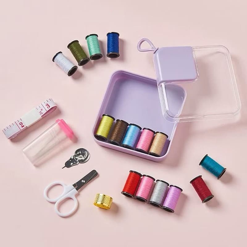 Kit Costura Completo Portátil EasySew Estojo com Agulhas Linhas Tesoura Fita Métrica Reparos Rápidos
