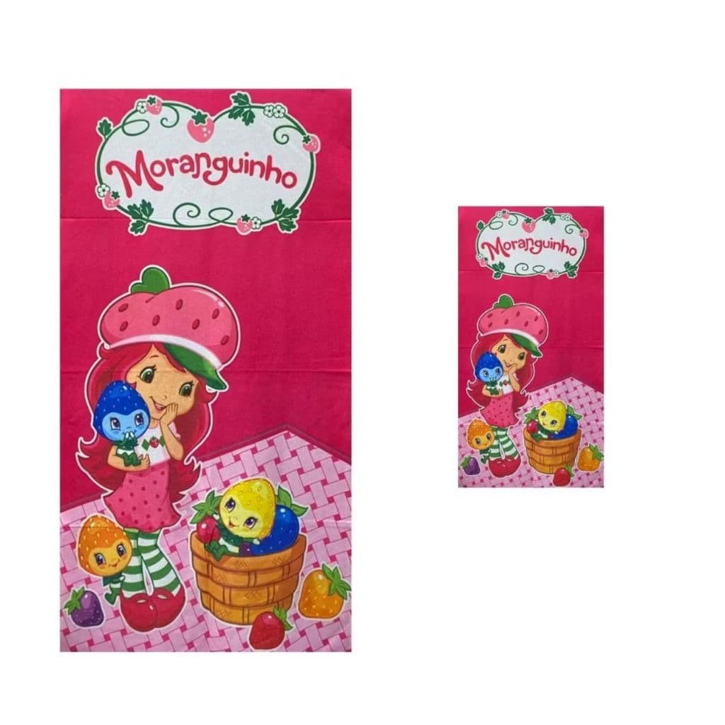 Kit de Toalhas Meninas Estampa da Moranguinho Morango Escola Lancheira