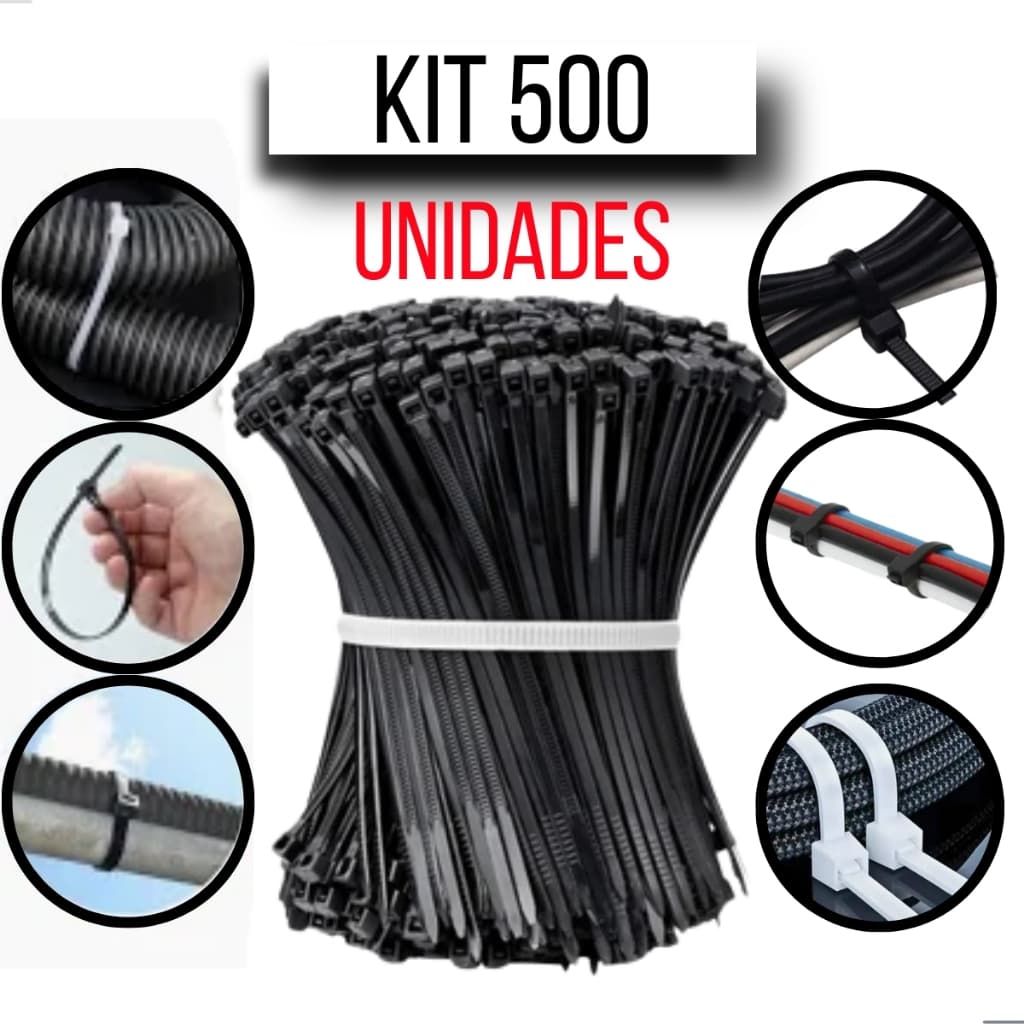 Kit 500 Enforca Gato Abraçadeira de Nylon Fita Heelerman 30CMX4.8MM 10CM 15CM 20CM 40CM