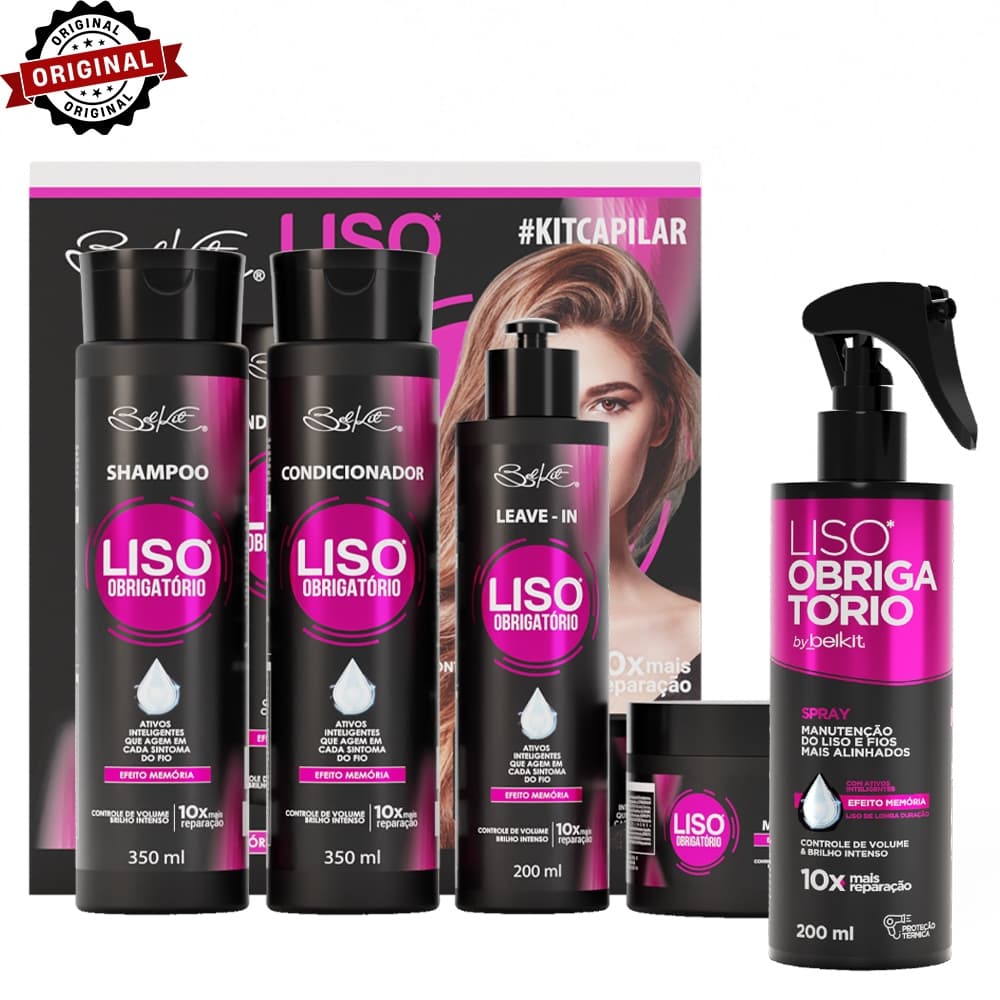 Kit Capilar Liso Obrigatório Belkit – 5 itens | Kit Capilar + Spray Finalizador Para Cabelo Liso