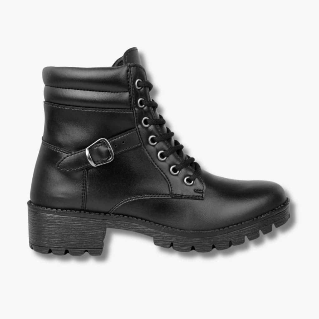 Bota Coturno Feminino Cano Baixo Tratorado Cano Medio Fivela