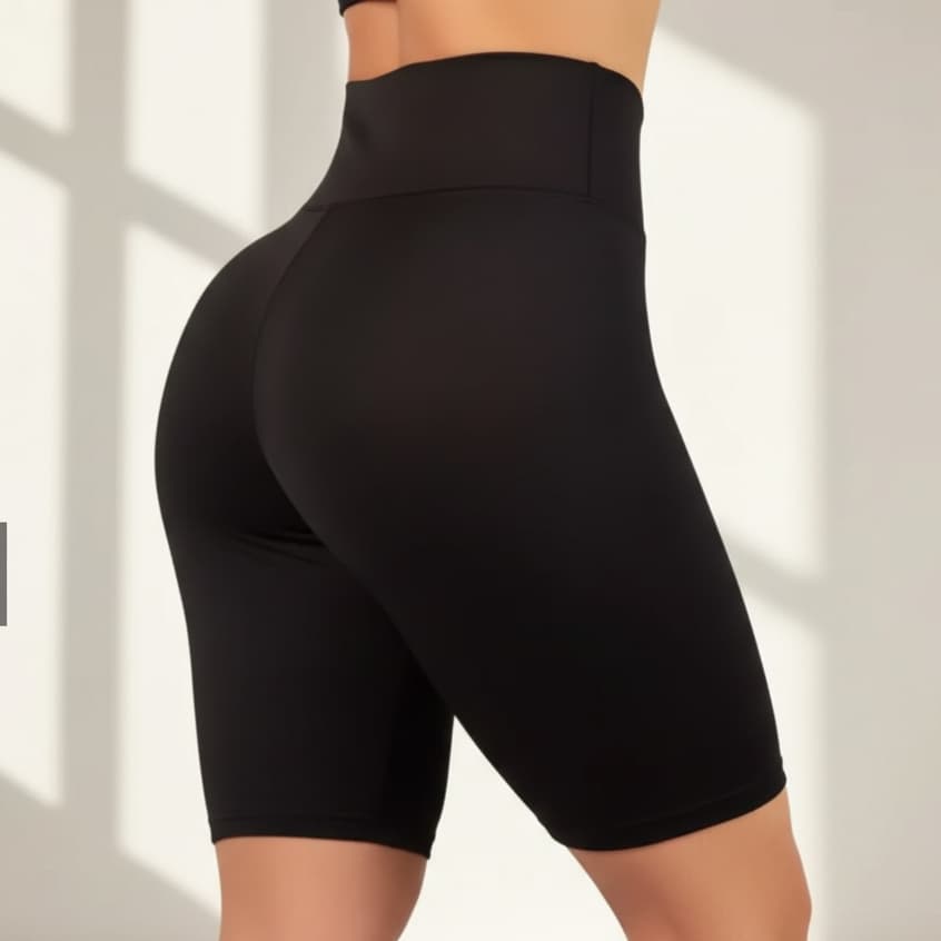 Bermuda Preto Suplex Feminina Academia Short Legging Cintura Alta Bermuda Ciclista