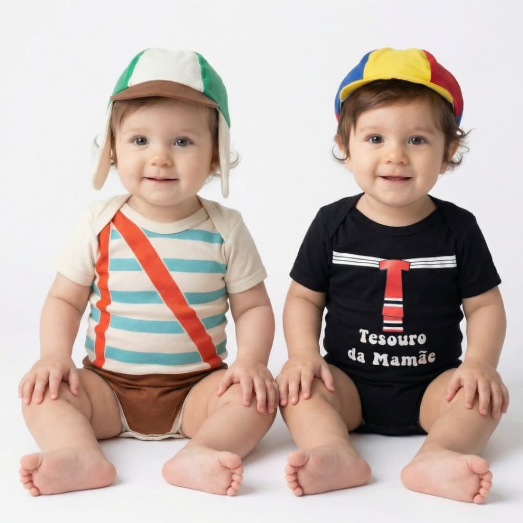 Kit 2 Body Bebê Infantil Mesversario Chaves Roupa Recém Nascido Enxoval RN Envio Rápido