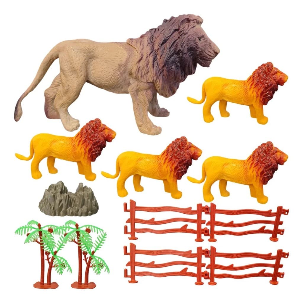 Leao Animais Brinquedos Miniaturas Zoologico Criancas Kit Luxo Qualidade Estilo Moderno Premium Top