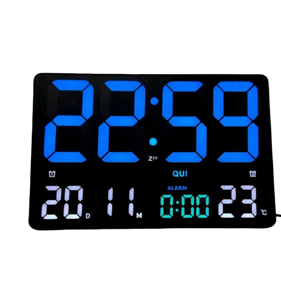 Relógio Mesa E Parede Digital Led Temperatura Alarmes Data 25.6 cm Relógio de Parede COR ALEATÓRIA
