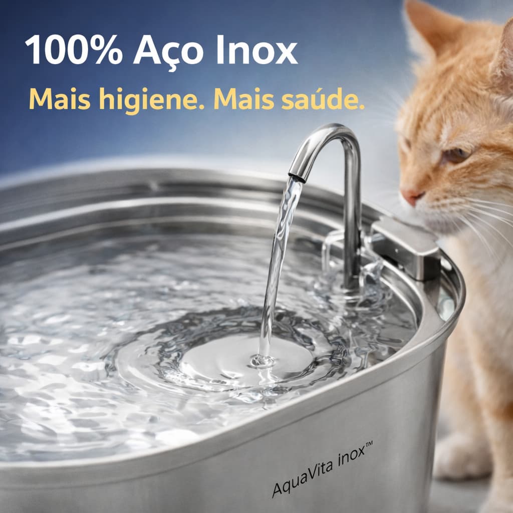 Fonte Bebedouro Pet Inox Automática Bivolt Fonte de Água para Gato 100% Inox.