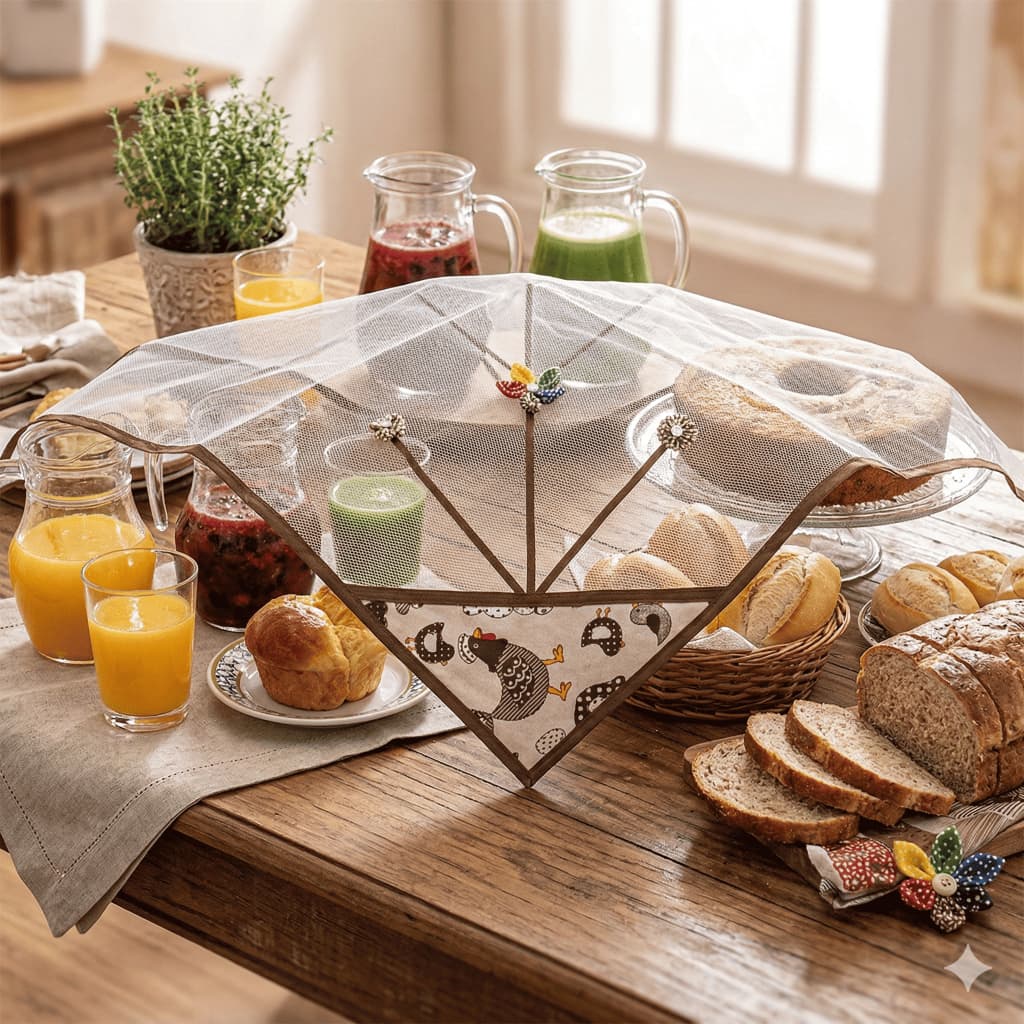 Tela Protetora De Alimentos Cobre Lanche Artesanal Design Exclusivo Cozinha Mesa Posta Cobre Lanche