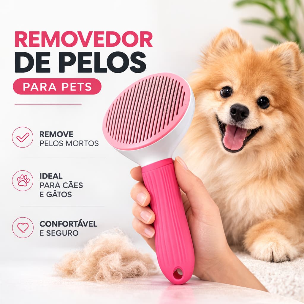 Escova Removedora Tira Pelos Pet Cães e Gatos Rasqueadeira Tira Pelos Mortos Animais