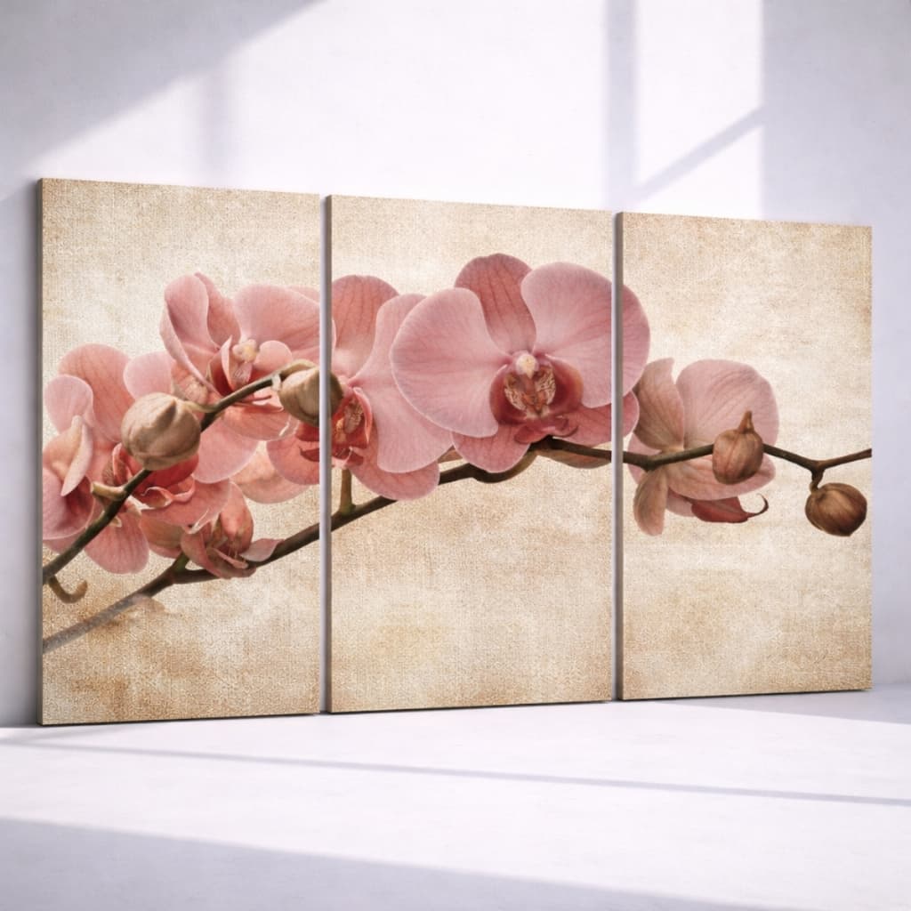 Quadros Decorativos Sala Orquídea Rosa Decorativo Floral Elegante Quarto kit 3 peças