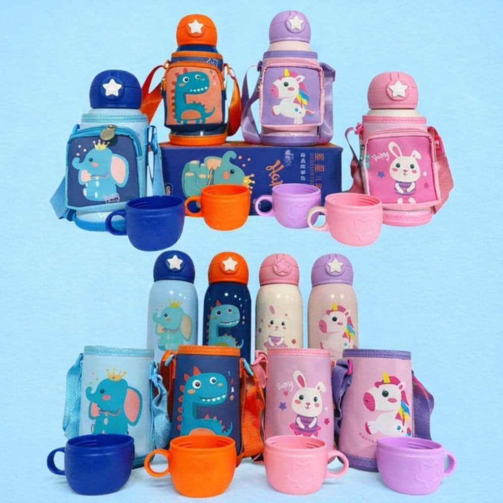 Garrafa de Água Infantil 500ml – Com Bolsa e Bico de Silicone