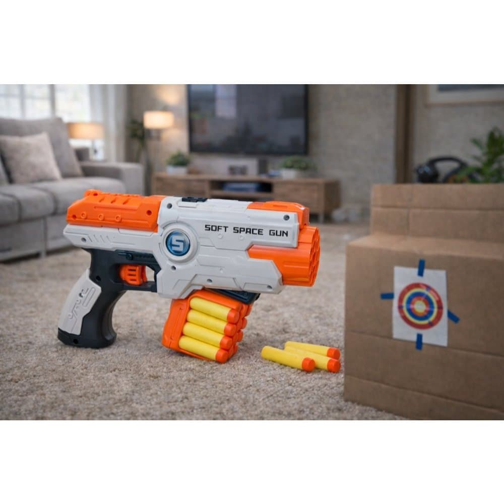Brinquedo Infantil Pistola Lança Dardos Arminha de Brinquedo com Pente e Refis