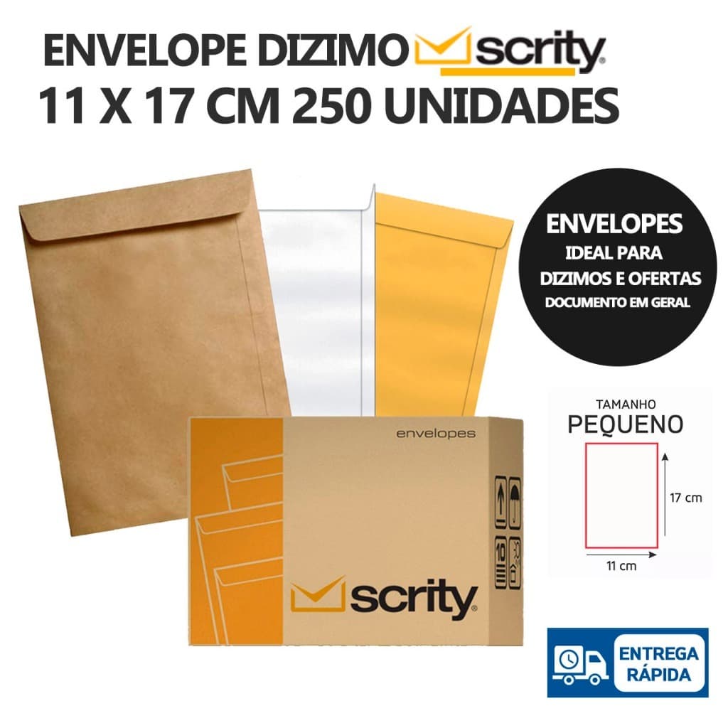 Envelope Dizimo Oferta 11X17 cm Scrity 250 Unidades