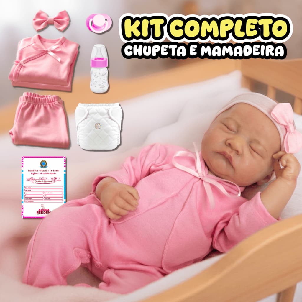 Bebê Boneca Reborn Livia Siliconada Realista Pode dar Banho Em Promoção