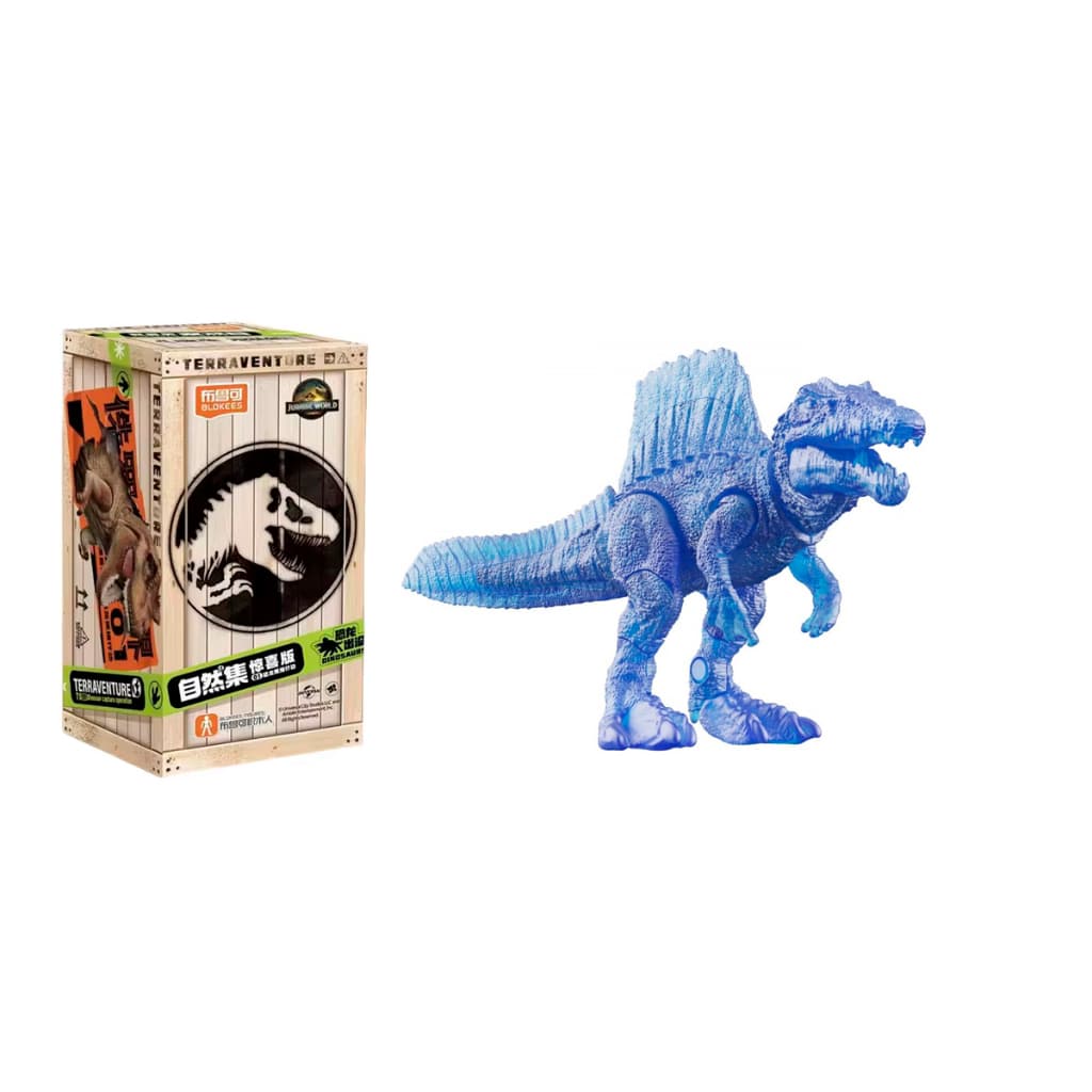 Boneco Jurassic World Blokee Dino Espinossauro Azul Blokees