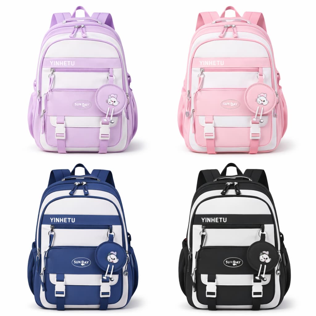 Mochila Escolar Grande Impermeável com Desenhos Animados  Espaçosa, Confortável e com Espaço para Notebook