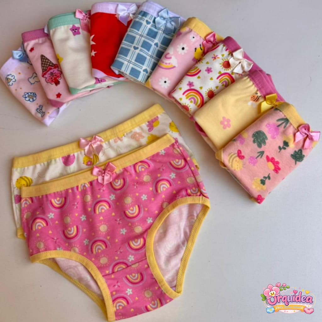 Kit com 7 Calcinhas Femininas de Algodão Cotton Penteado Macia e Confortável