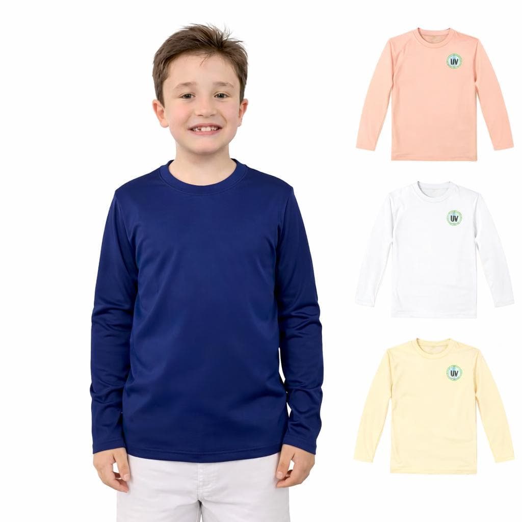 Kit 2 Camisas Infantis com Proteção UV UPF 50+ Manga Longa Praia Piscina Secagem Rápida
