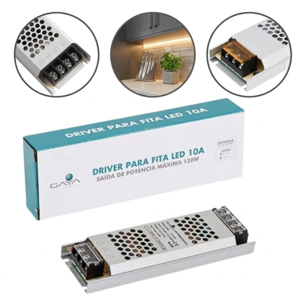Fonte Driver 12V 10A 120W Gaya para Fita LED Promoção FG Frete Grátis Fonte Perfil Sanca Gesso LED