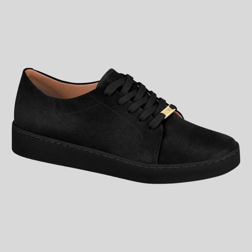 Sapatenis Feminino Preto Camurça Vizzano Lifestyle Básico Premium Design Atual Respirável Original
