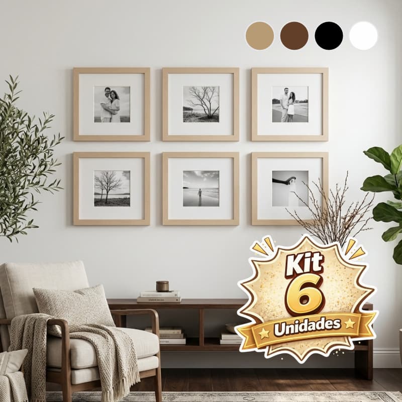 Kit 6 Quadros Fotos Decorativas Parede Sala Quarto Paspatur e Vidro Acrilico de Alta Qualidade.