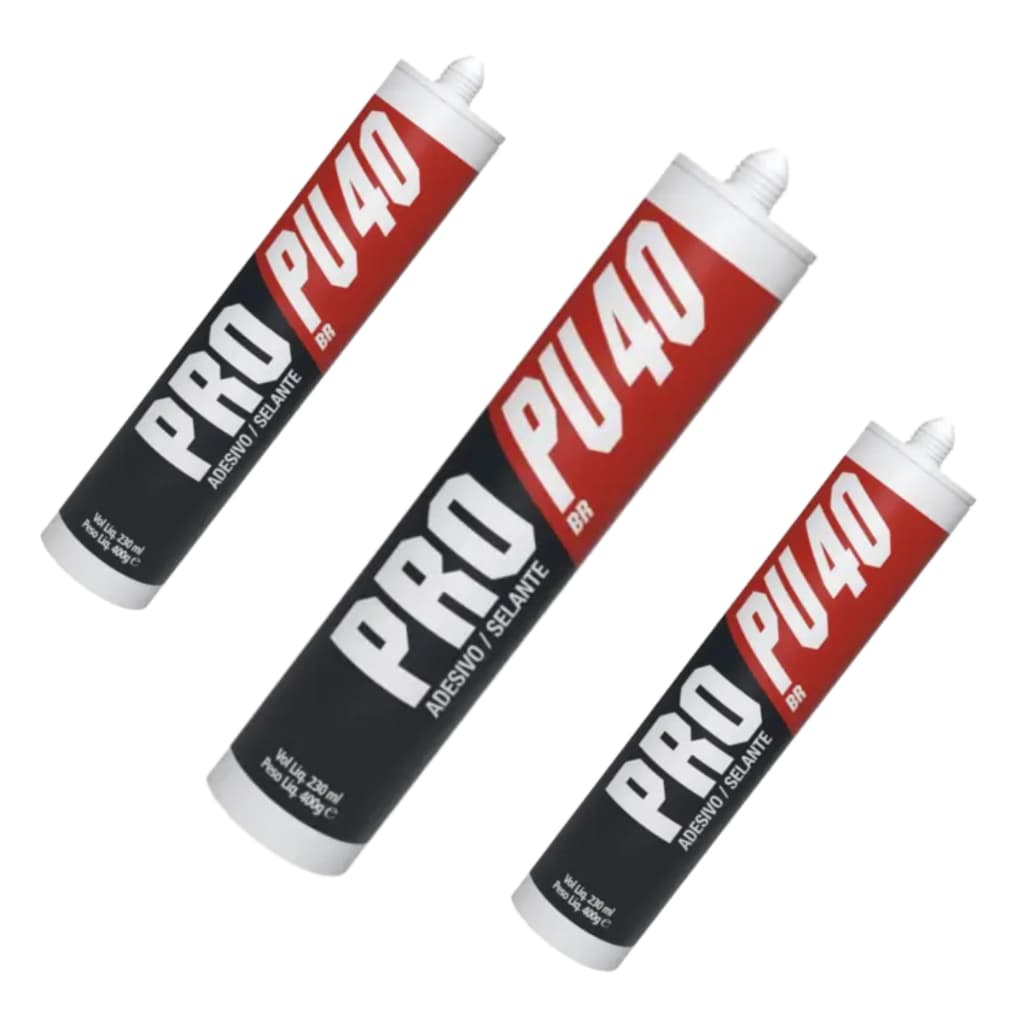 Selante PU40 Branco 400g Alta Vedação Construção Calha Box Kit 3