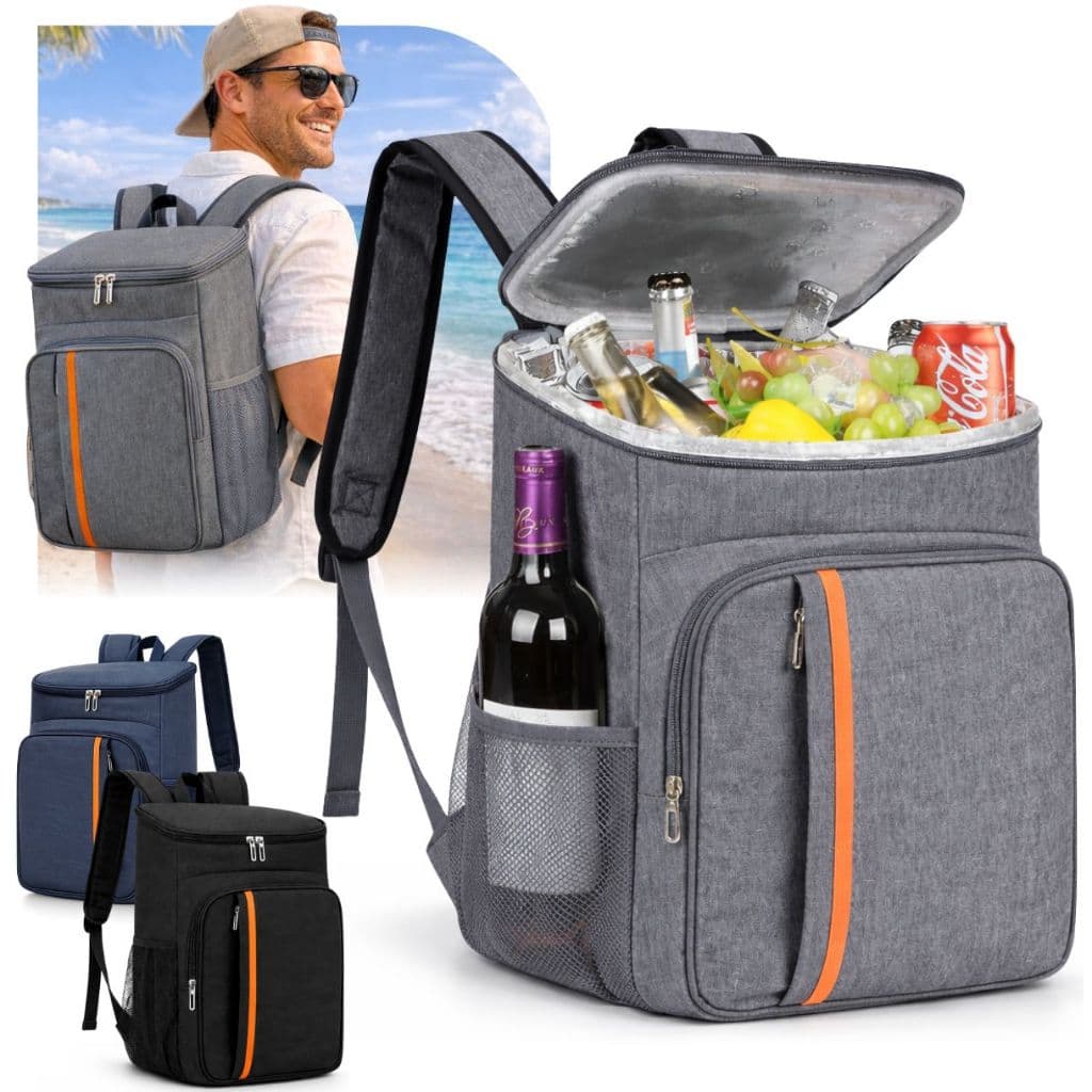 Mochila Térmica Grande 20L Cooler Portátil Impermeável para Praia, Viagem, Piquenique e Camping