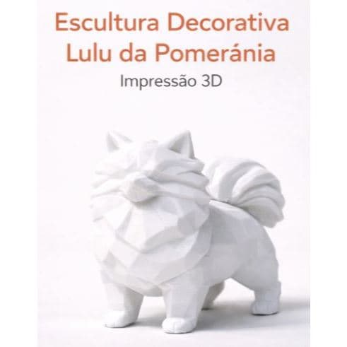 Mini Escultura Lulu da Pomerânia Low Poly | Decoração Moderna | Branco ou Preto