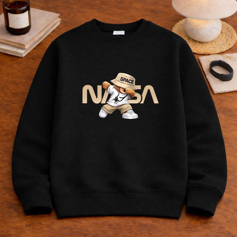 Moletom infantil juvenil meninos urso nasa blusa de frio careca premium flanelado