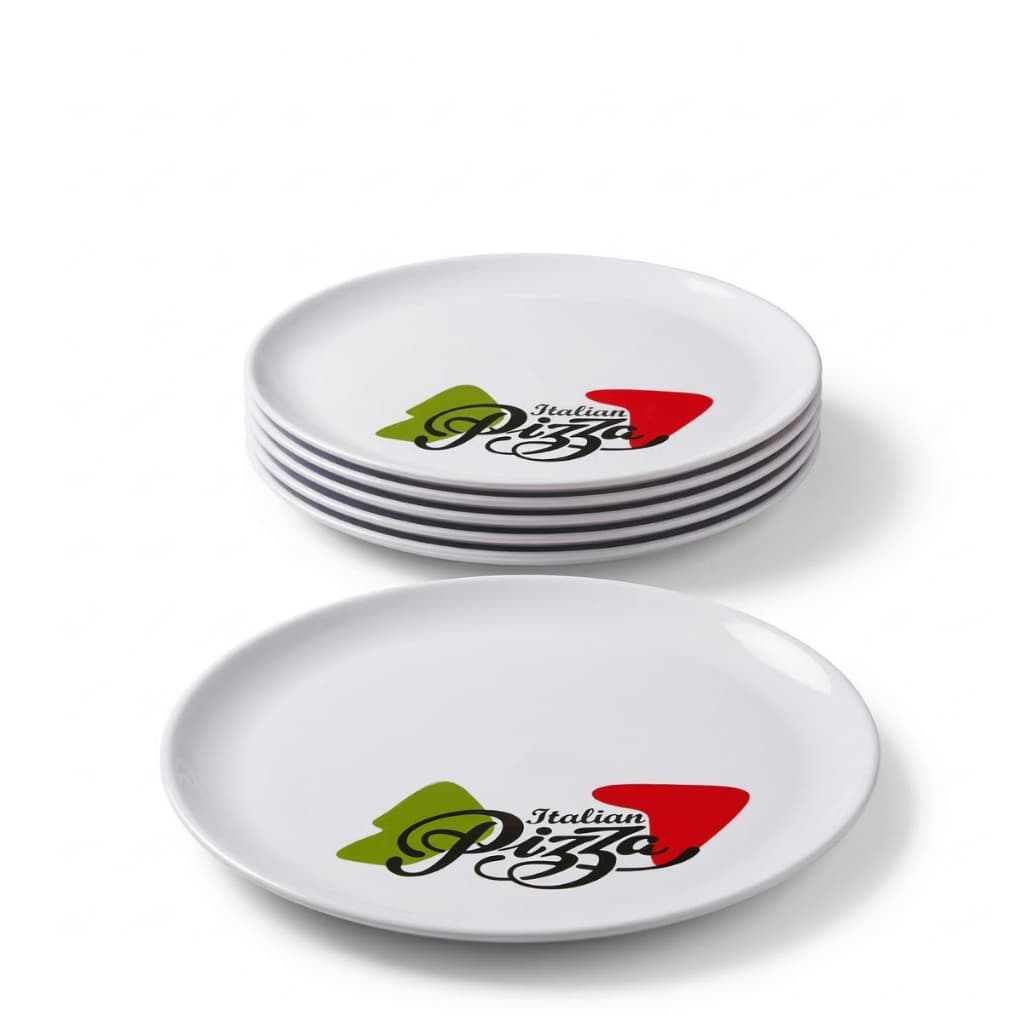 Kit 6 Pratos Para Pizza 32cm Italian Pizza Em Cerâmica Resistentes e Decorativos