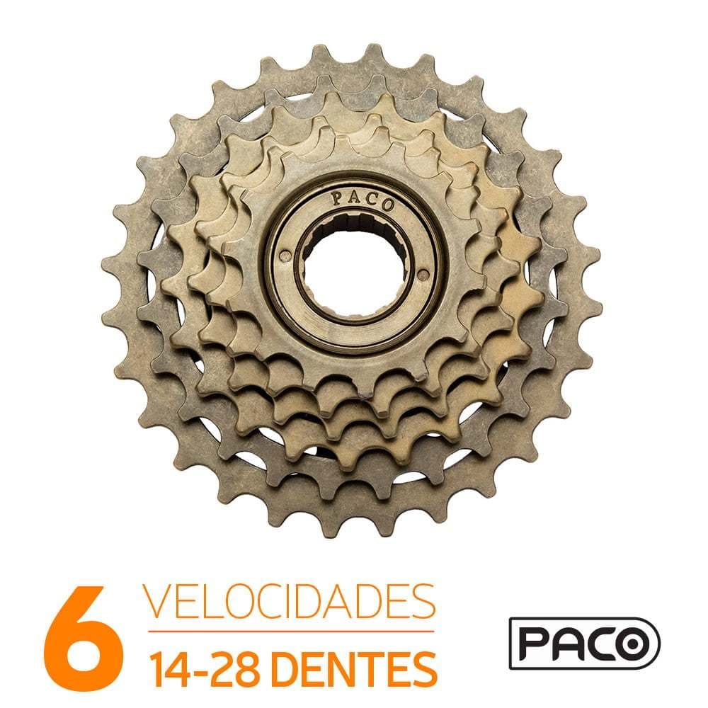 Roda livre 6v catraca bike bicicleta 18 velocidades rosca dourado paco 14/28 dentes comum