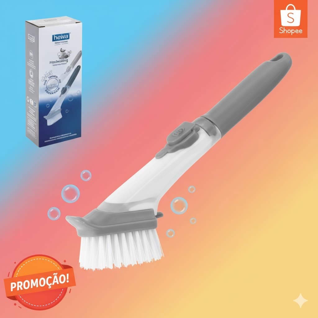 Escova Multiuso com Dispenser de Sabão Detergente | Para Limpeza de Cozinha, Pia, Louça e Panelas