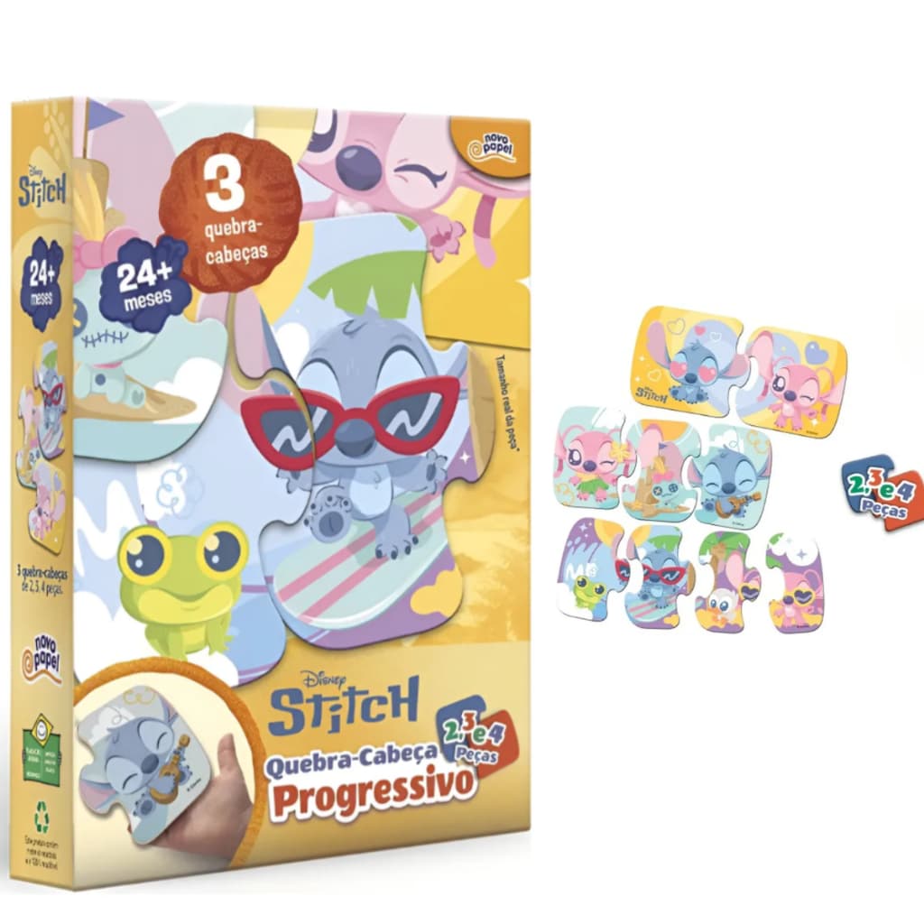 Quebra Cabeça Stitch Infantil Disney Criativo Peças Encaixe Educativo Crianças Brincadeira