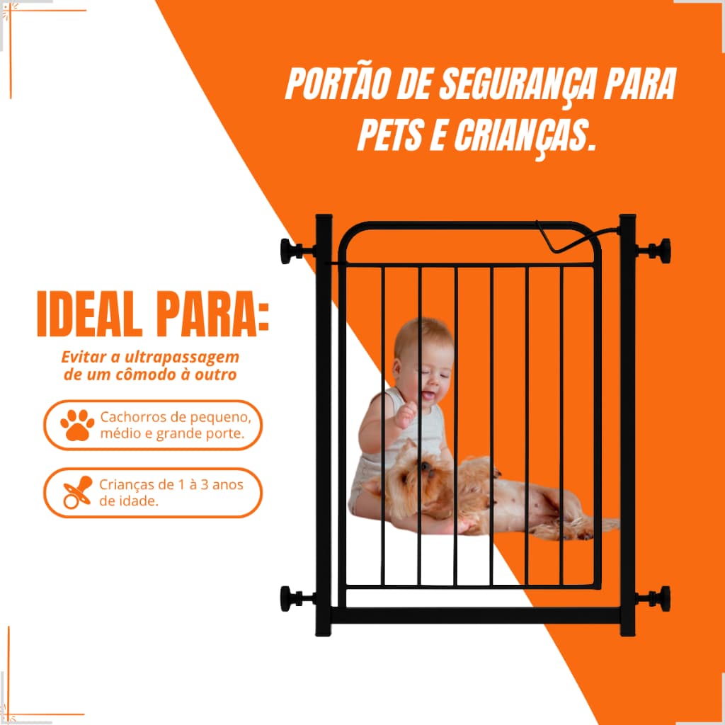 Portão de Segurança para Cachorro Ajustável 68–132 cm Grade Pet com Extensores Uso Interno e Externo