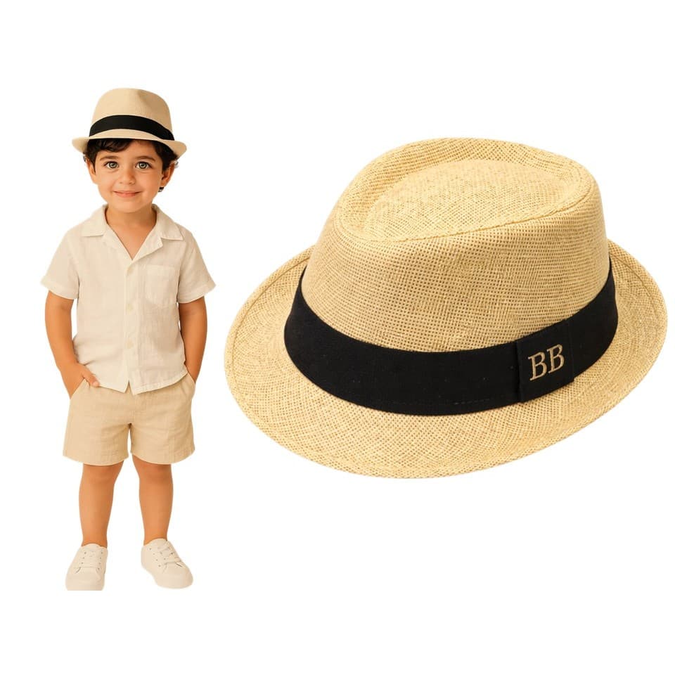 Chapéu Moda Panamá Malandro PERSONALIZADO Infantil MENINO ESTILO BEGE