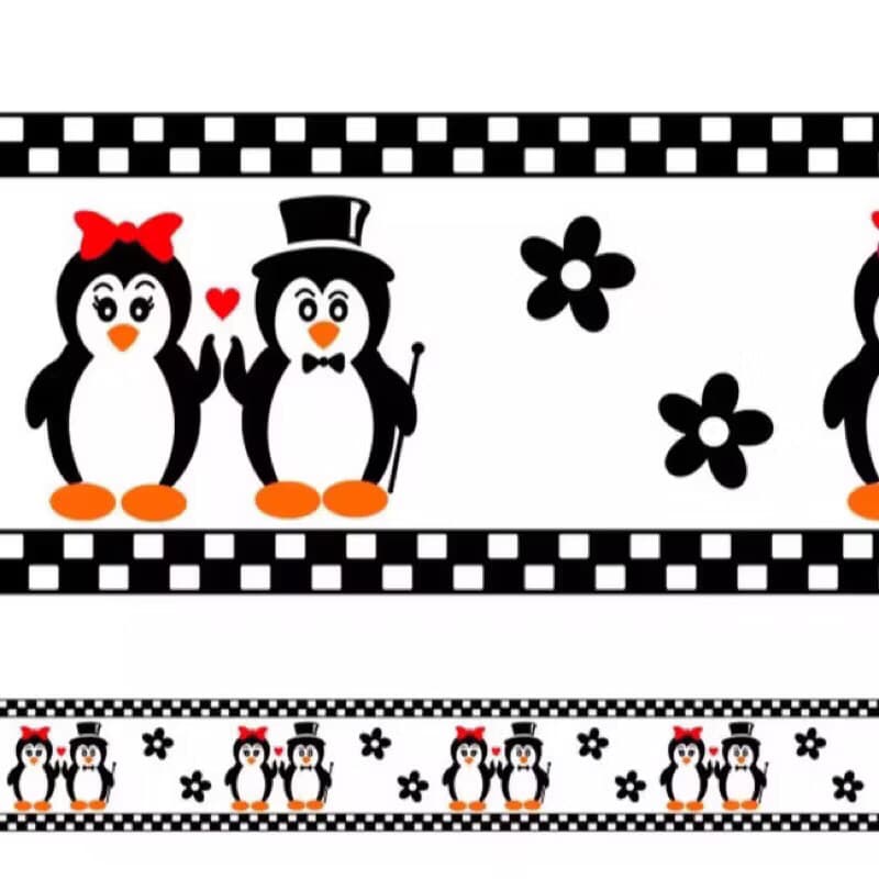 Faixa Decorativa Adesiva Pinguins Casal Papel de Parede Infantil