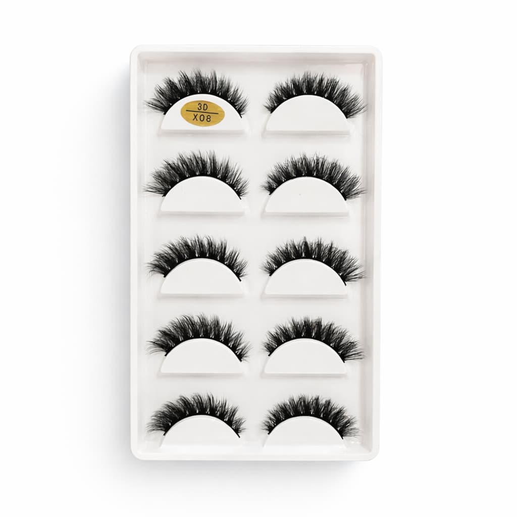Cílios postiço 3D X08 - cartela com 5 pares