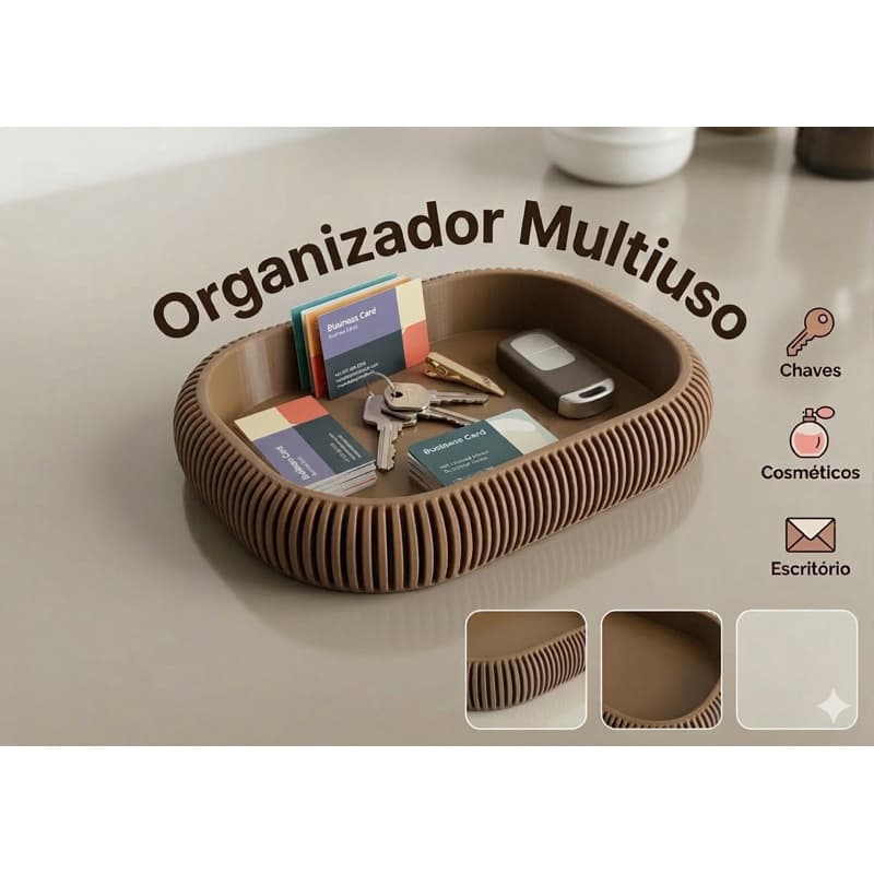 Bandeja Organizadora Multiuso Decorativa Porta Chaves Controle Joias Mesa Entrada