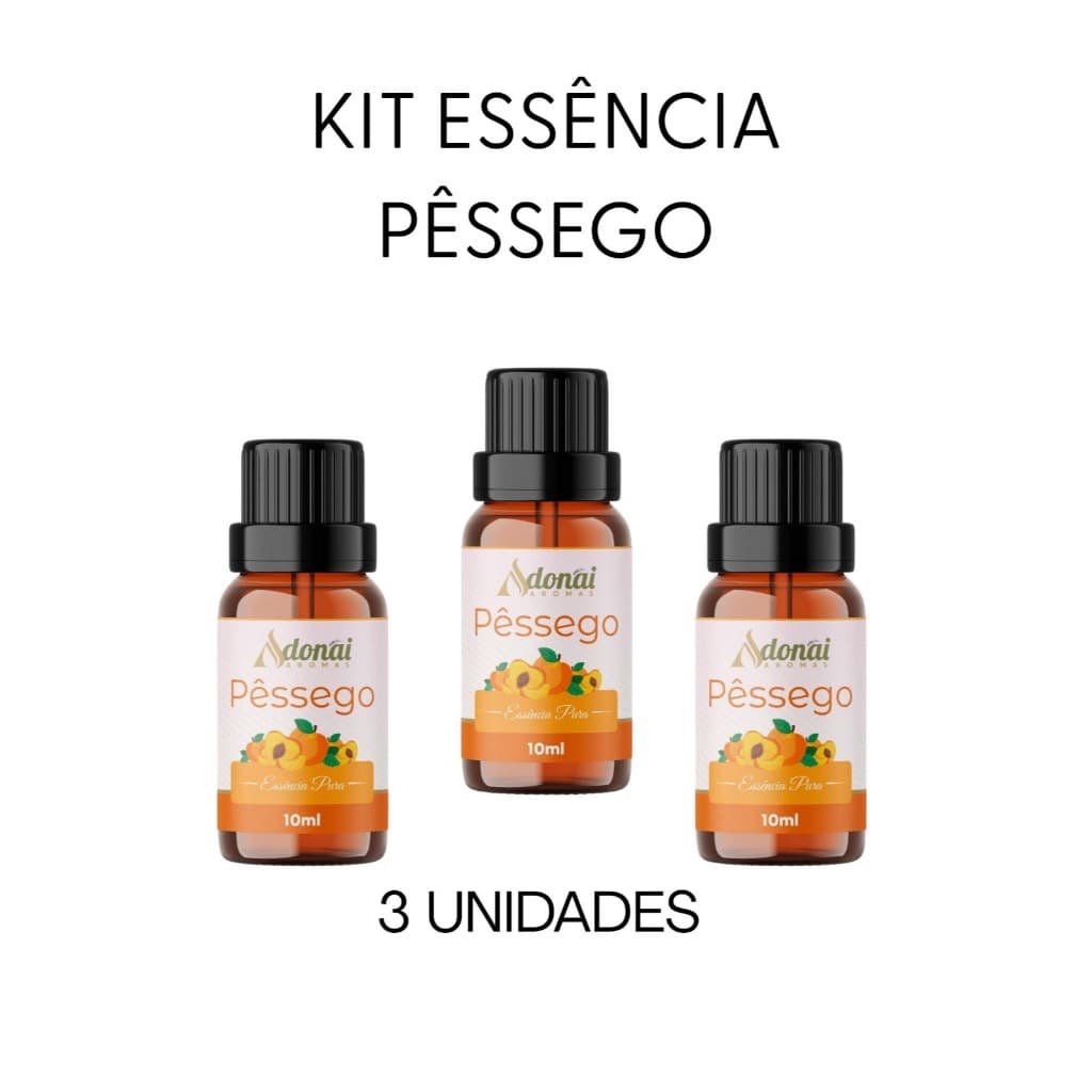 Kit 3 Essência Aromática Pêssego 10ml Adonai Difusor Elétrico Umidificador