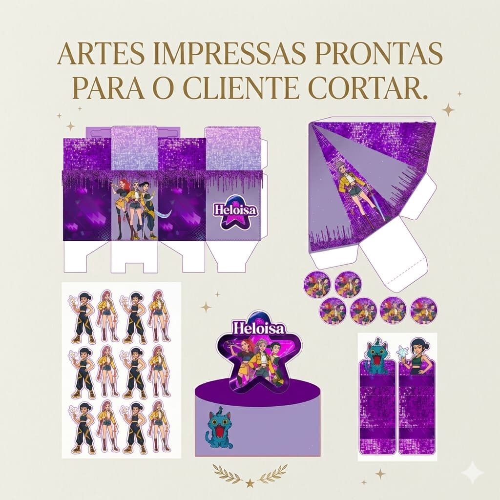ARTES PARA IMPRESSÃO - GUERREIRAS DO K-POP - LEMBRANCINHAS COM OU SEM NOME - OUTROS TEMAS