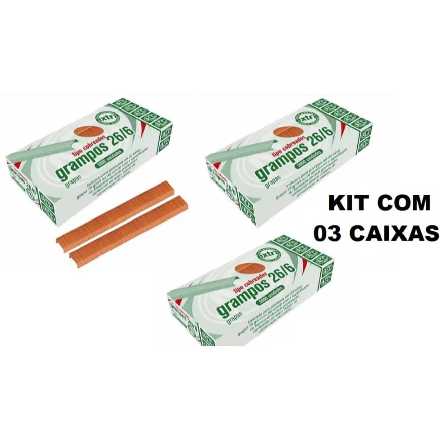3 CAIXA GRAMPO 26/6 CX 5000  COBREADO - MARCA ACC