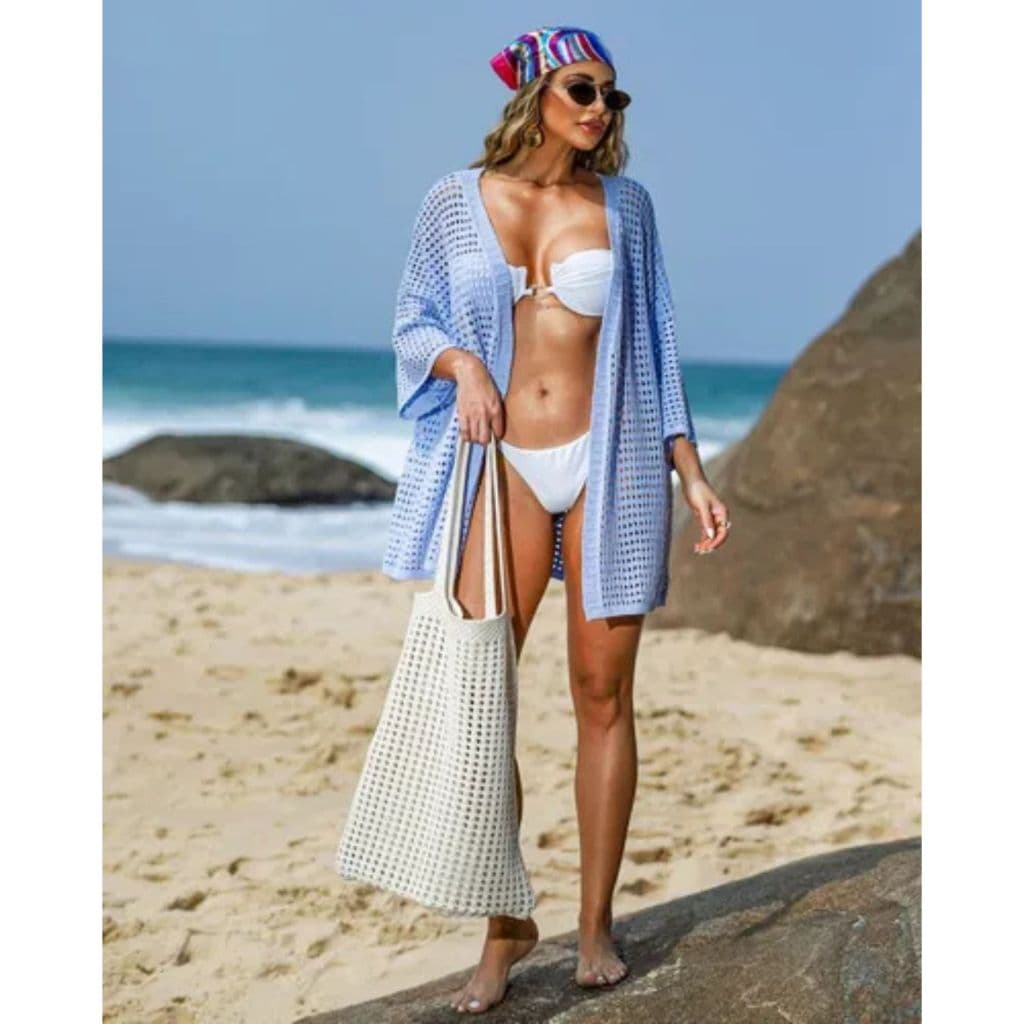 Bolsa De Praia Em Tricô Feminina Artesanal Verão Moda Resort